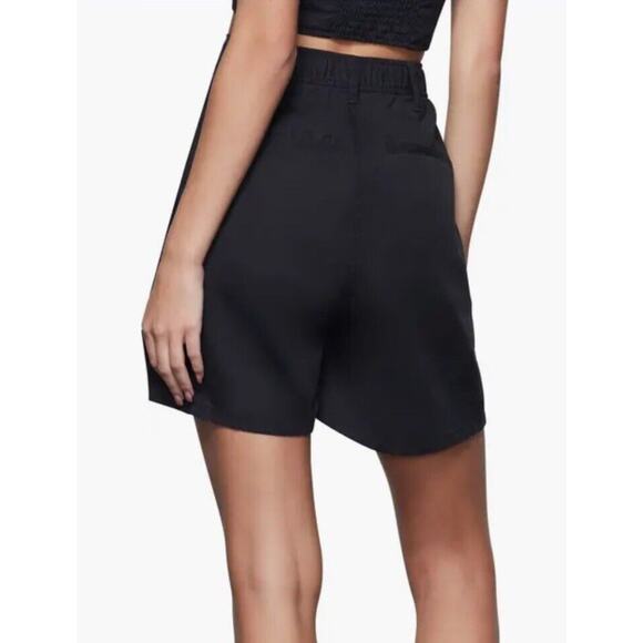 Good American A Line Drapey Trouser Short Size 2 Black 25”x4” 90s Y2K Pleated - Picture 2 of 14